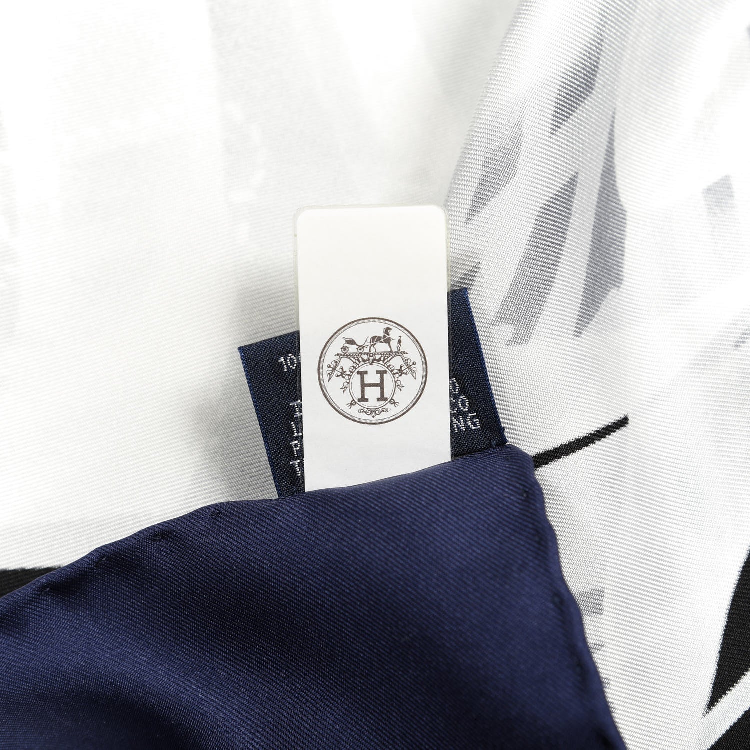 Hermes Silk Please Check In Scarf 90 Marine Black White 4 of 4