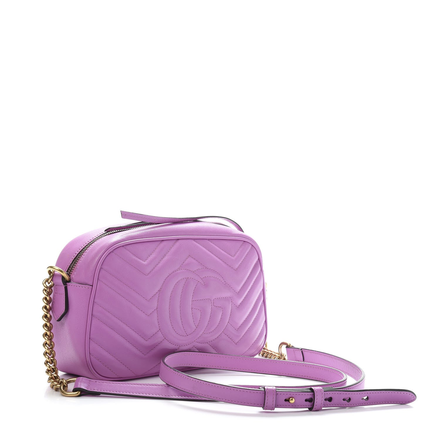 Gucci Calfskin Matelasse Small GG Marmont Chain Shoulder Bag Candy Mousse 3 of 12