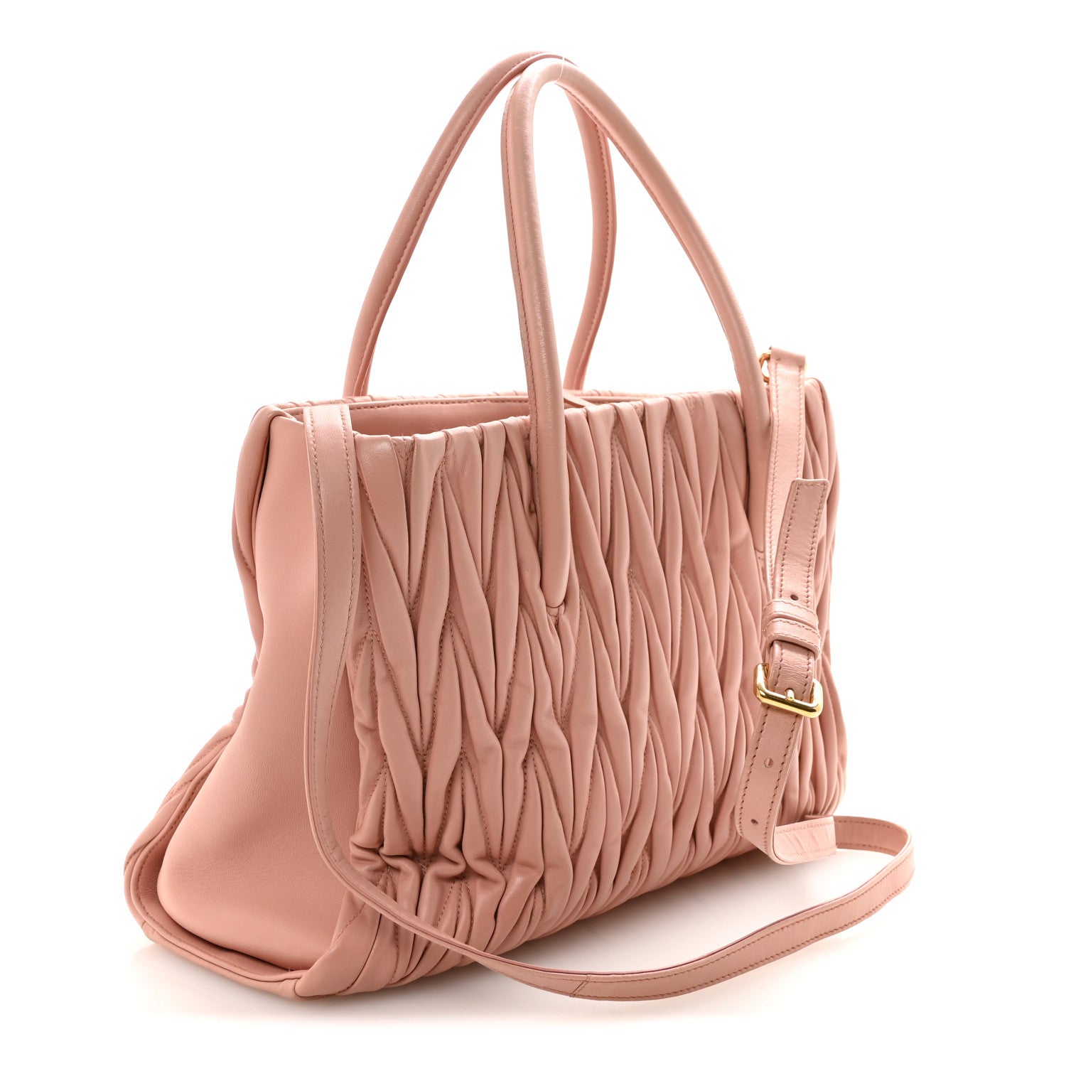 Miu Miu Nappa Matelasse Bauletto Top Handle Bowler Orchidea