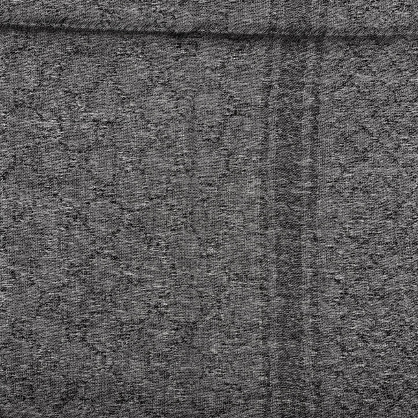 Wool Silk GG Monogram Diamante Plaid Surviee Shawl Graphite Black