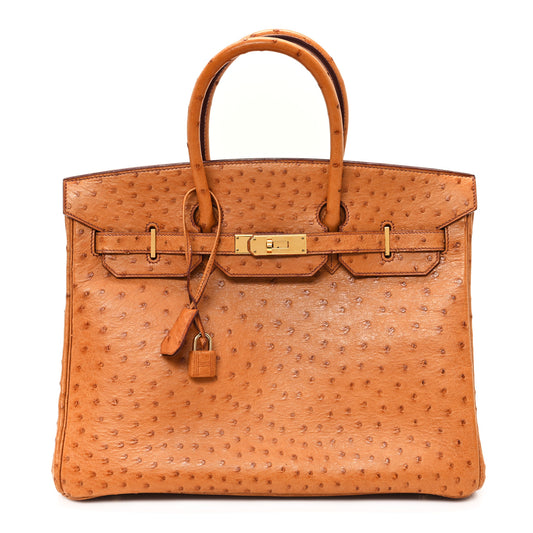 Ostrich Birkin 35 Cognac