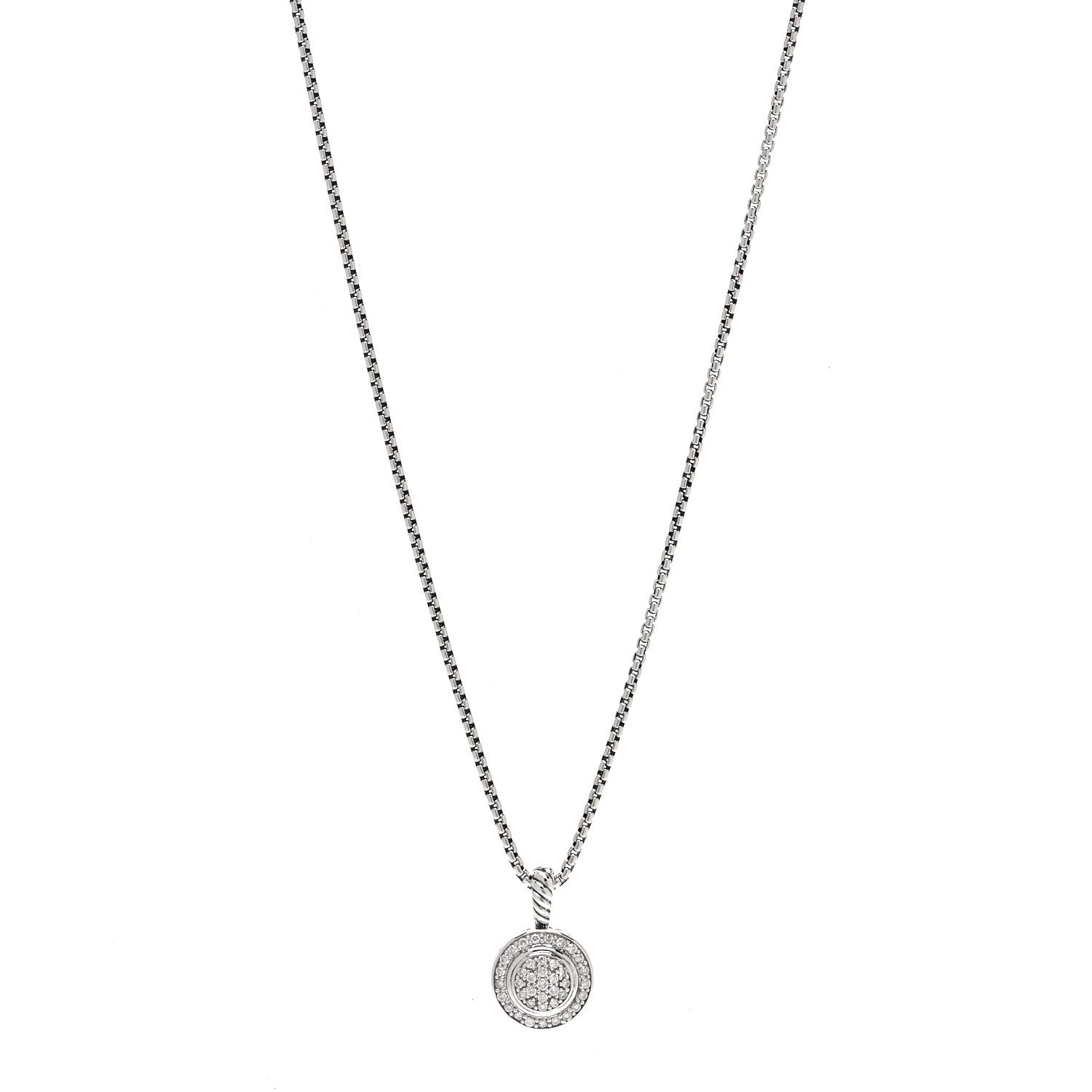 David Yurman Sterling Silver Diamond 8mm Petite Round Necklace 2 of 10