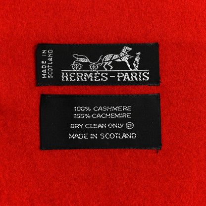 Hermes Cashmere Fringe Scarf Red 3 of 3