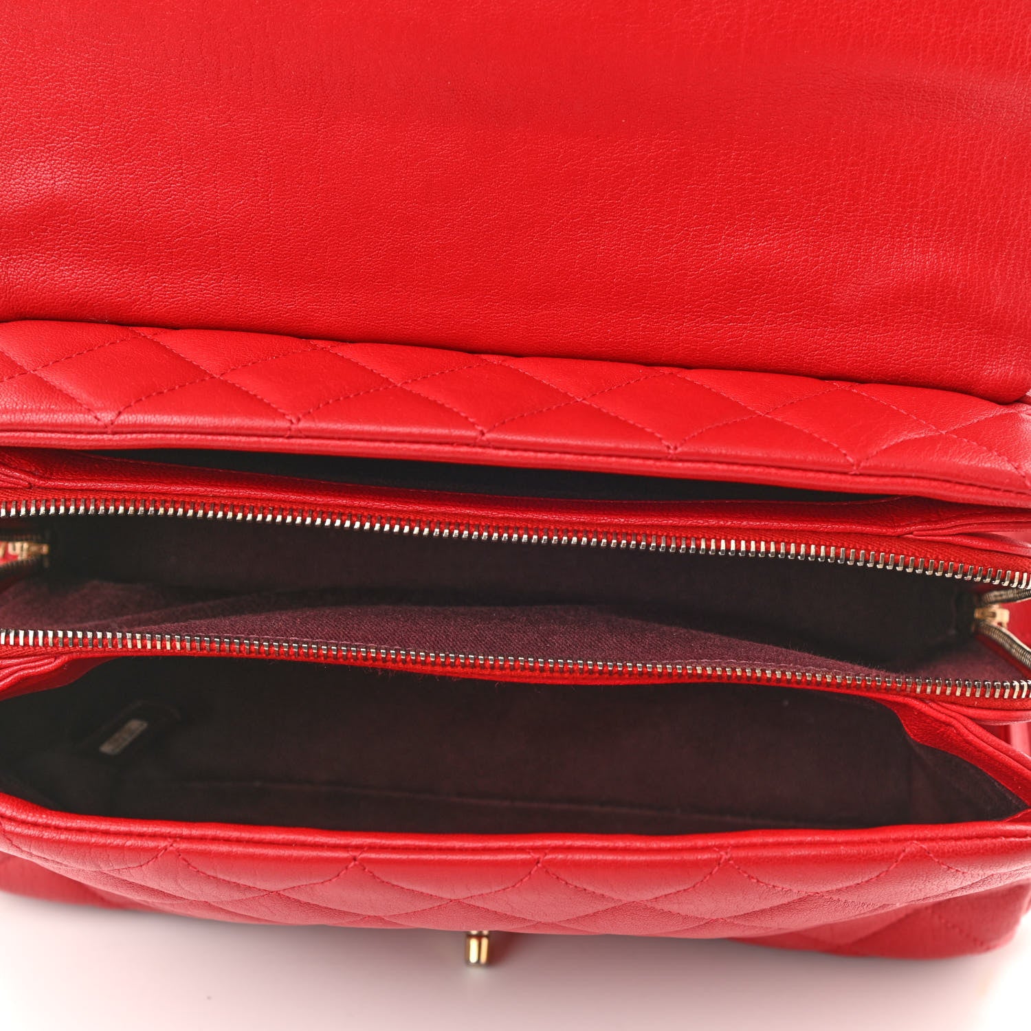 Chanel Shiny Sheepskin Quilted Large Trapezio Flap Red 5 of 13