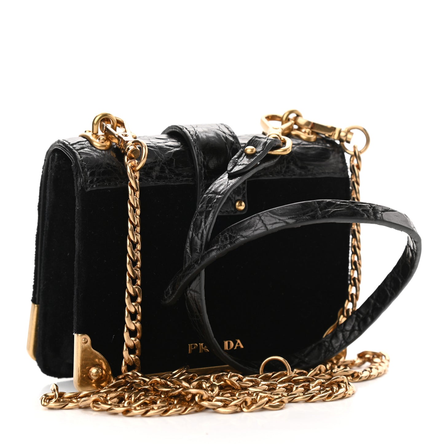 Velluto Crocodile Micro Cahier Bag Black