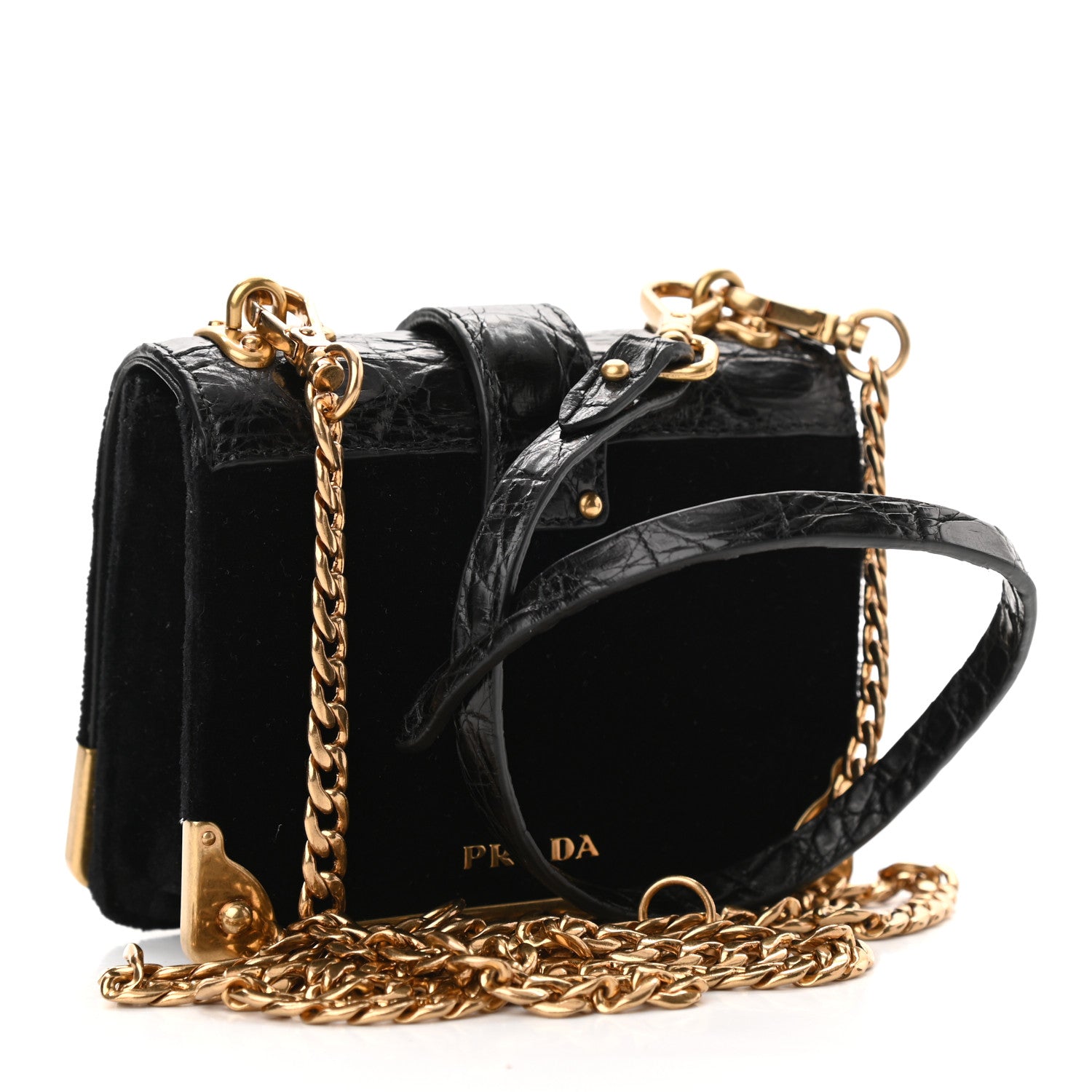 Prada Velluto Crocodile Micro Cahier Bag Black 3 of 12