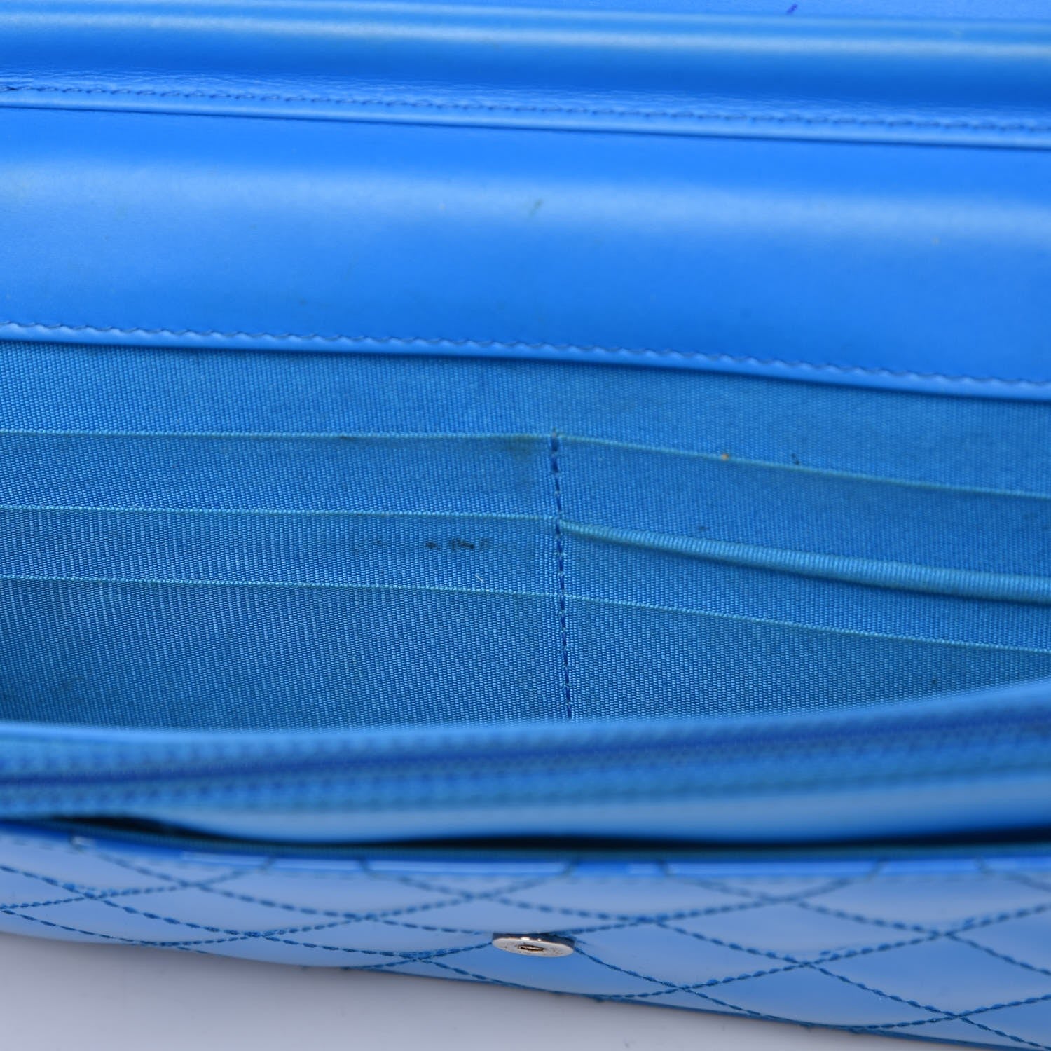 Chanel Patent Calfskin Quilted Boy Wallet On Chain WOC Blue 12 of 17