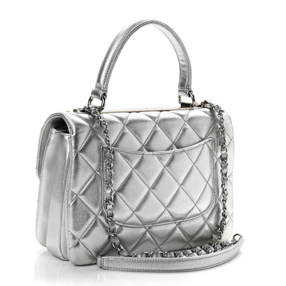 Chanel Metallic Lambskin Quilted Small Trendy CC Flap Dual Handle Bag Silver 3 of 10