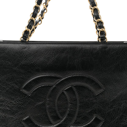Chanel Shiny Aged Calfskin Shopping Bag Black 8 of 10