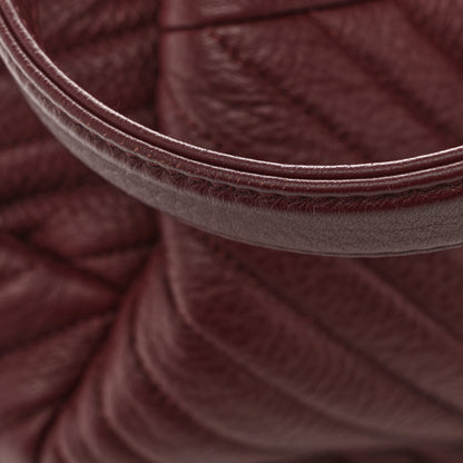 Chanel Deerskin Chevron Medium CC Chain Bucket Drawstring Bag Burgundy 11 of 12