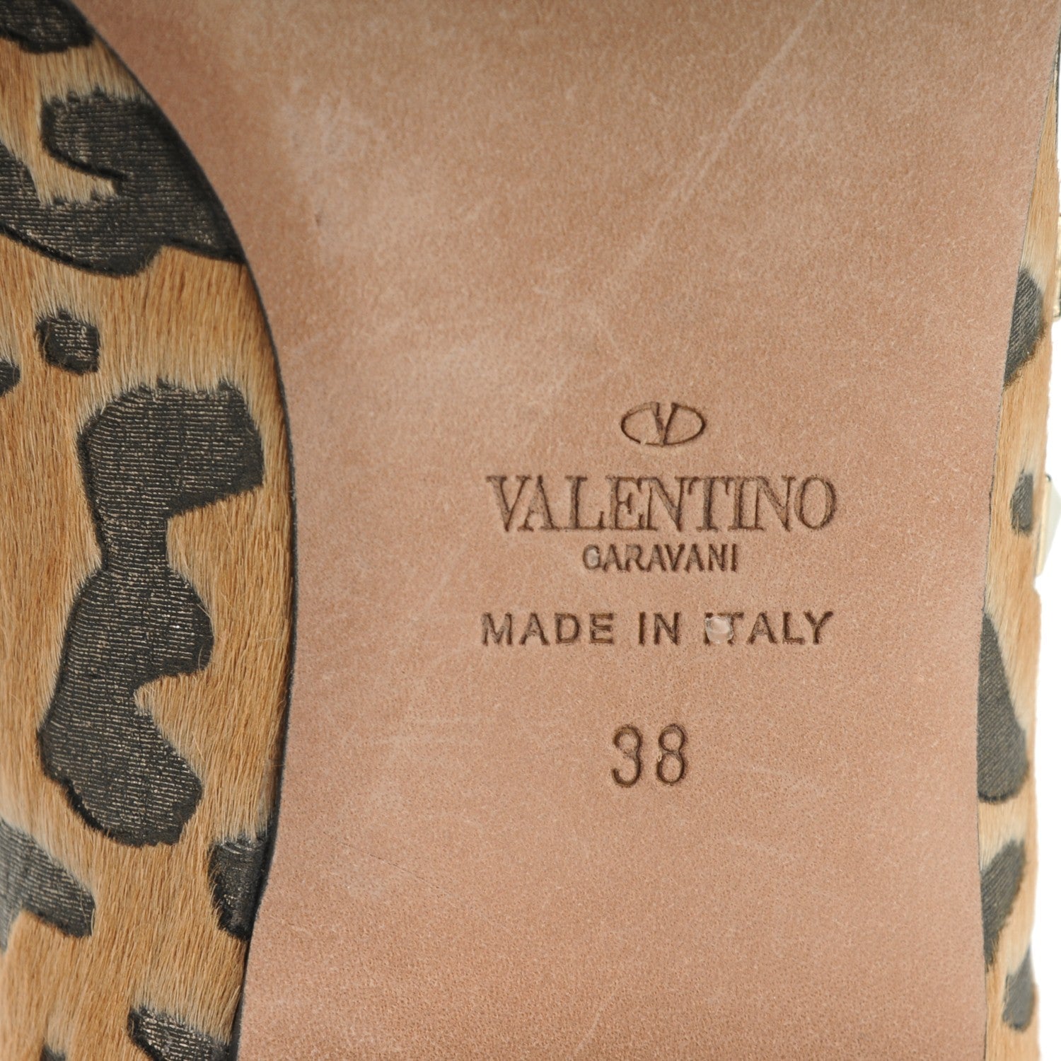 Valentino Garavani Calf Hair Leopard Print Rockstud Ballerina Flats 38 Fucile Al Campion 6 of 7