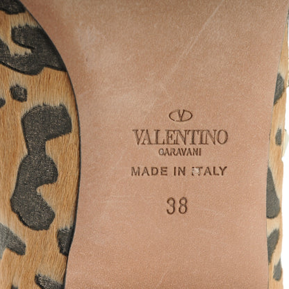 Valentino Garavani Calf Hair Leopard Print Rockstud Ballerina Flats 38 Fucile Al Campion 6 of 7