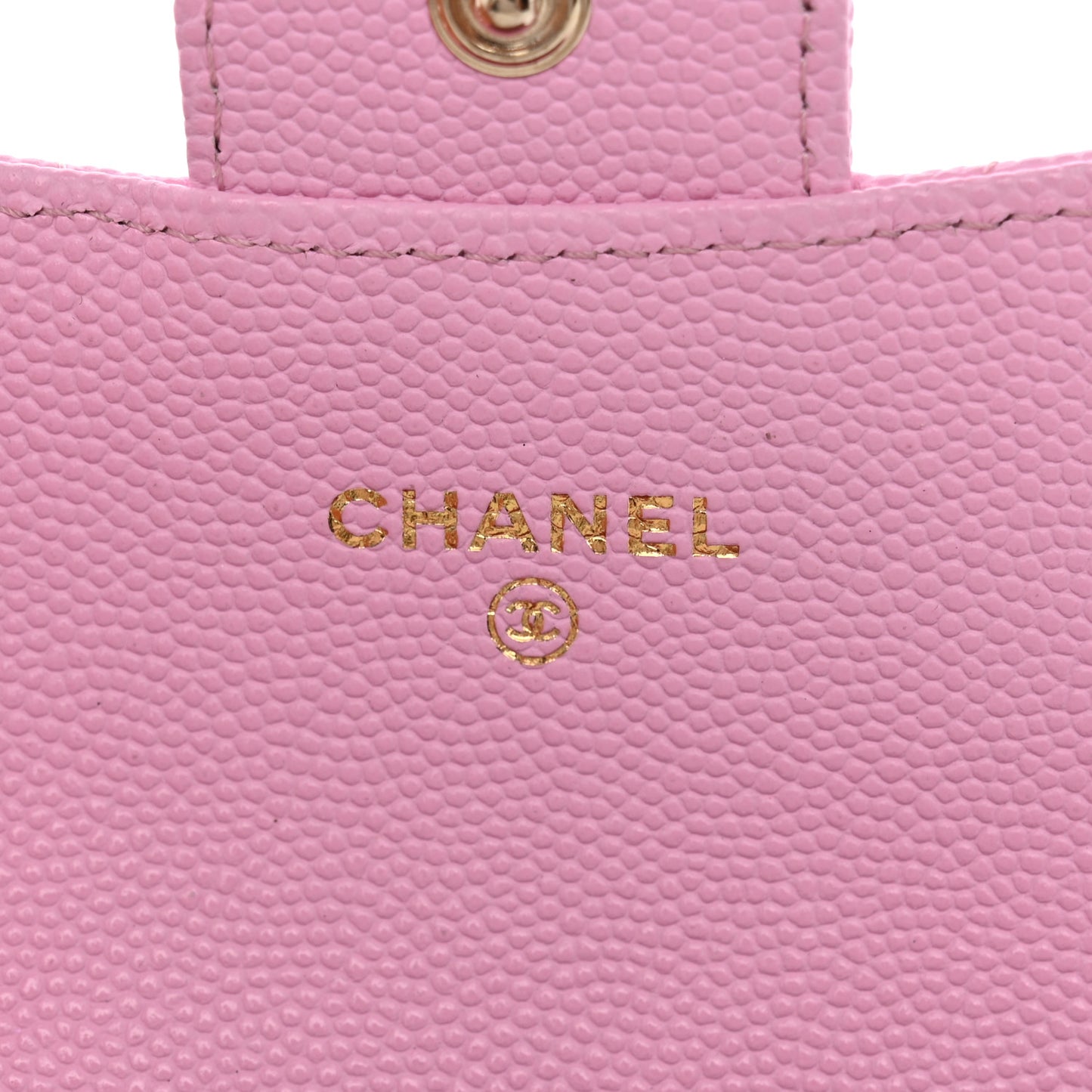 Caviar Quilted Flap Card Holder Wallet Pink