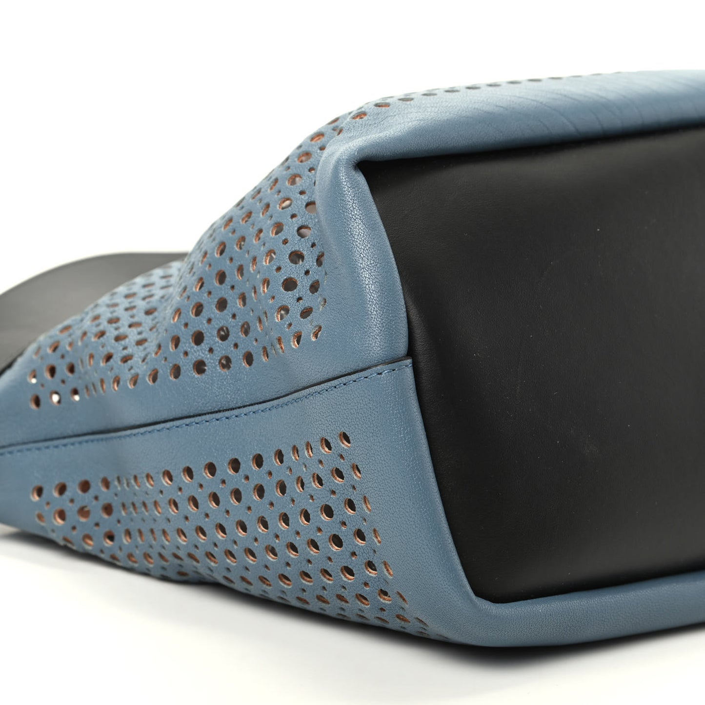 Calfskin Sheepskin Perforated Medium Baylee Tote Blue