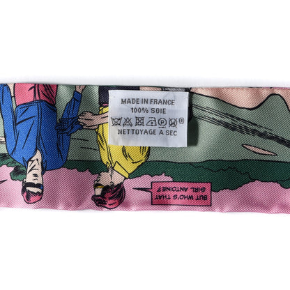 Hermes Silk Wow Twilly Rose Vert Jaune 4 of 4