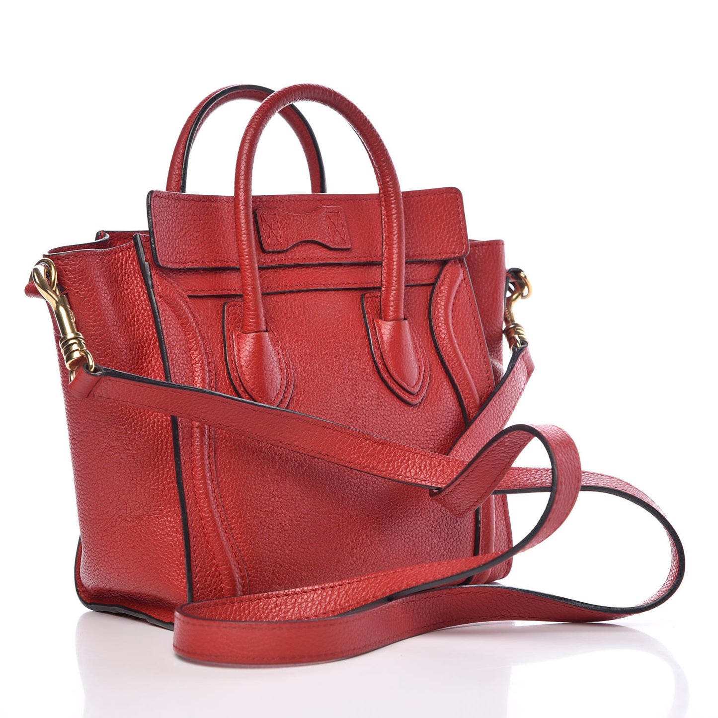 Drummed Calfskin Nano Luggage Coquelicot
