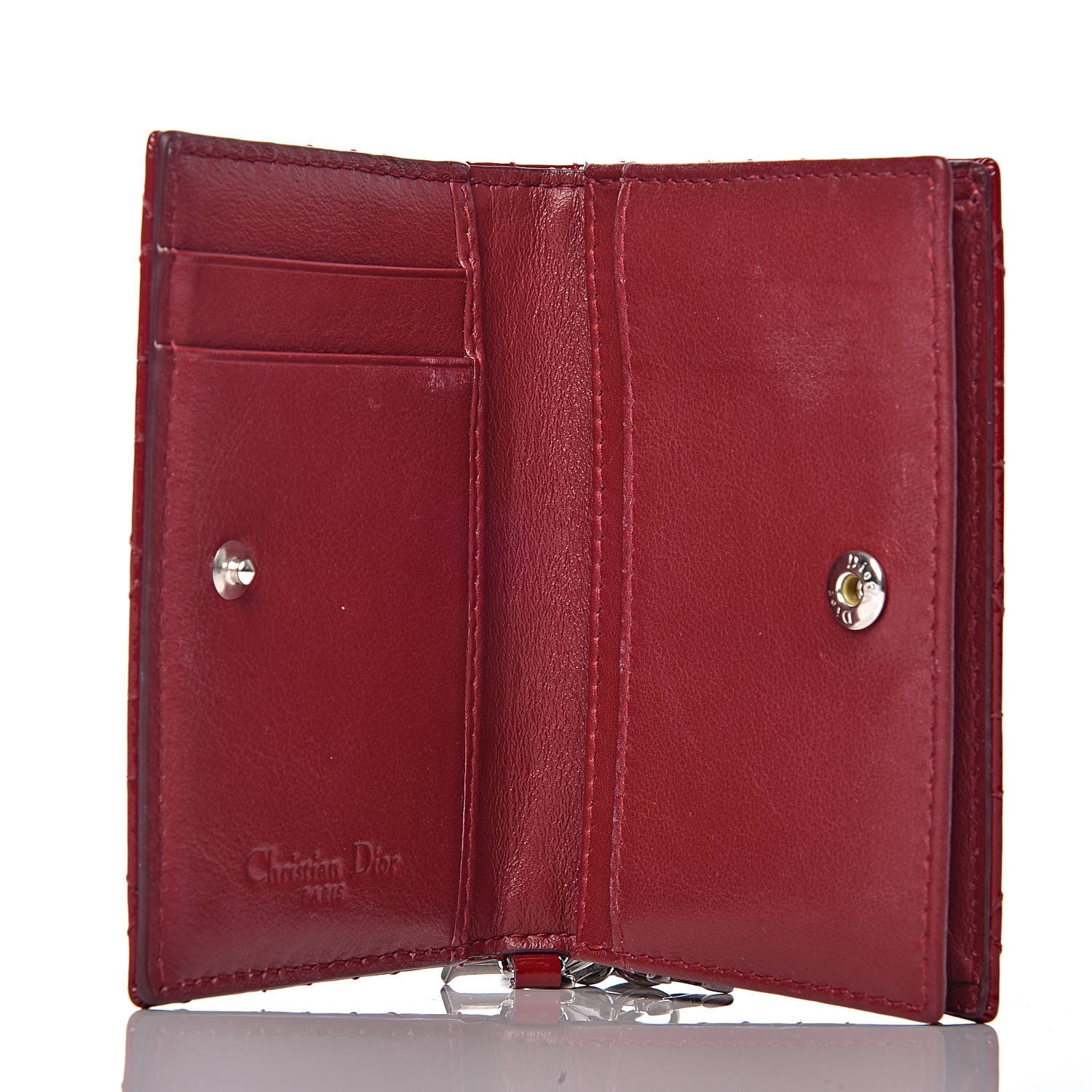 Christian Dior Patent Cannage Small Lady Dior Flap Card Holder Scarlet 5 of 11