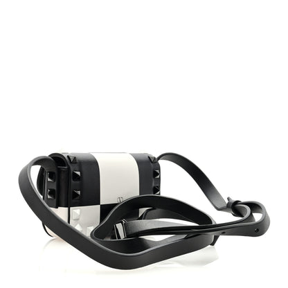 Valentino Garavani Vitello Chess Mini Rockstud Flip Lock Crossbody Bag Black White 3 of 8