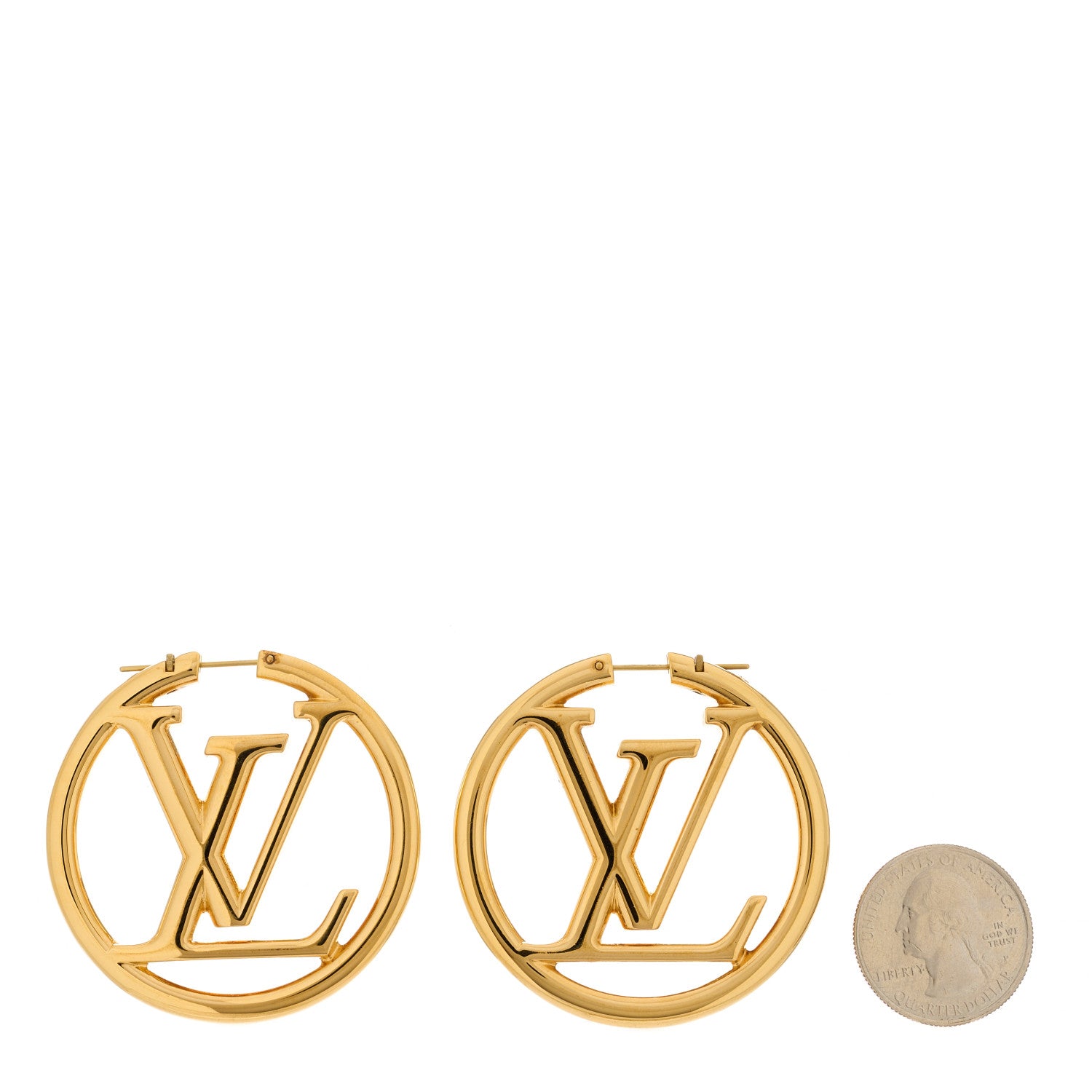 Louis Vuitton Metal Louise Hoop Earrings Gold 2 of 4