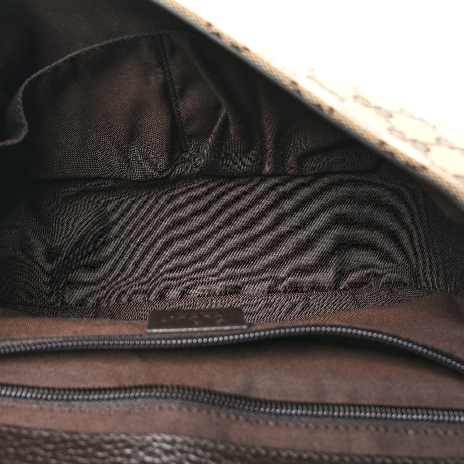 Gucci Monogram Flap Messenger Bag Beige Dark Brown 5 of 10