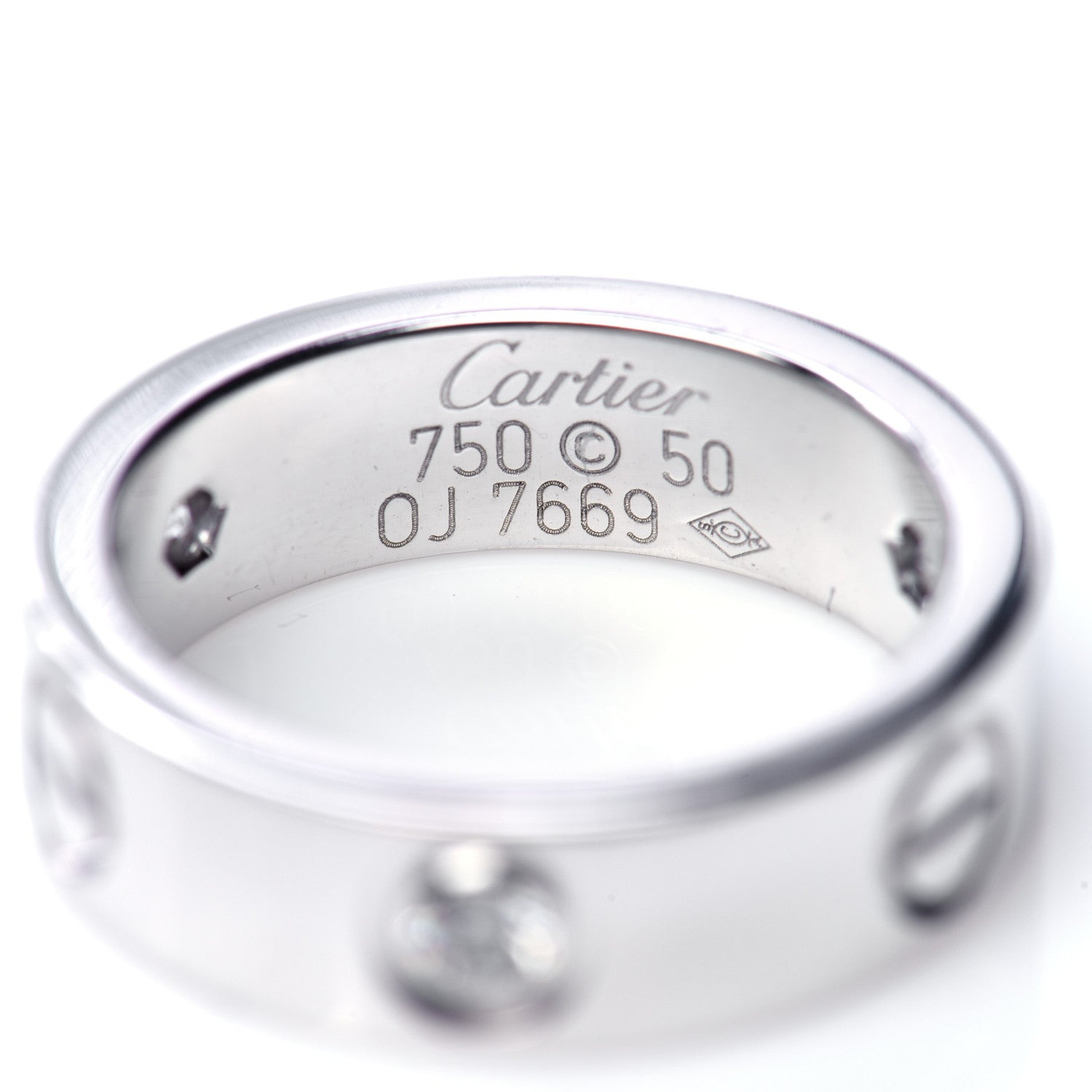 Cartier 18K White Gold 3 Diamond 5.5mm LOVE Ring 50 5.25 5 of 5