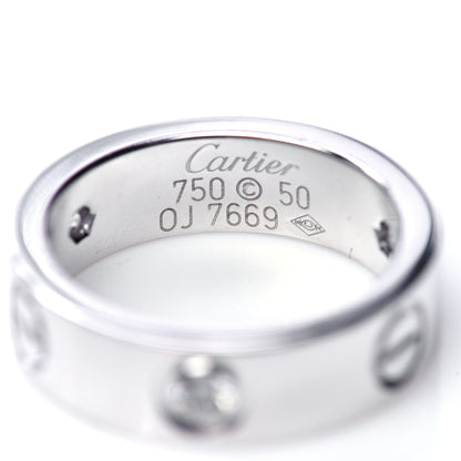 Cartier 18K White Gold 3 Diamond 5.5mm LOVE Ring 50 5.25 5 of 5
