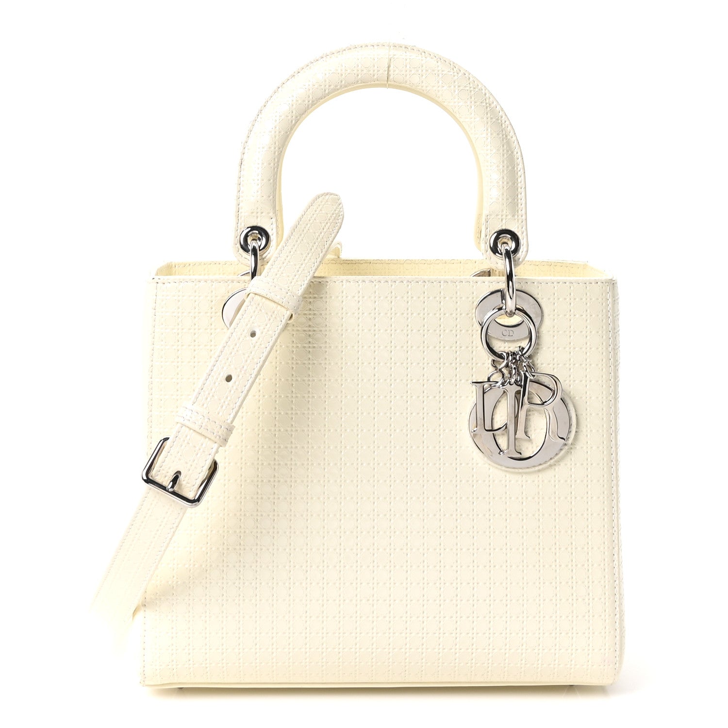 Christian Dior Patent Micro-Cannage Medium Lady Dior White 1 of 10