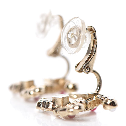 Chanel Crystal Pearl CC Clip On Earrings Gold 3 of 5