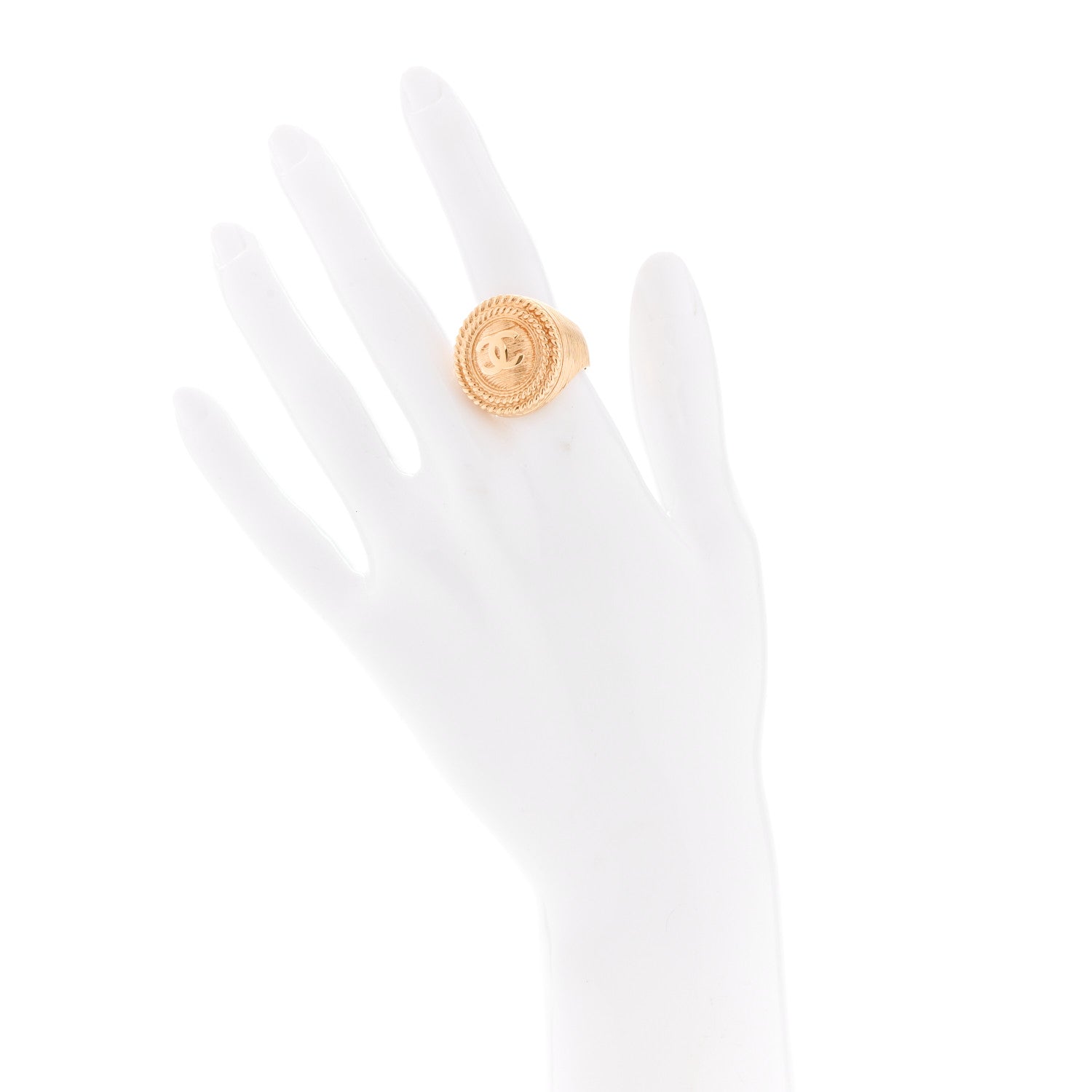 Chanel Metal CC Rope Ring 54 Gold 2 of 5