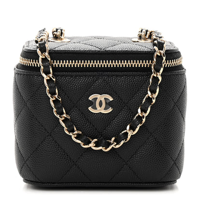 Chanel Caviar Quilted Mini Vanity Case With Chain Black 1 of 12