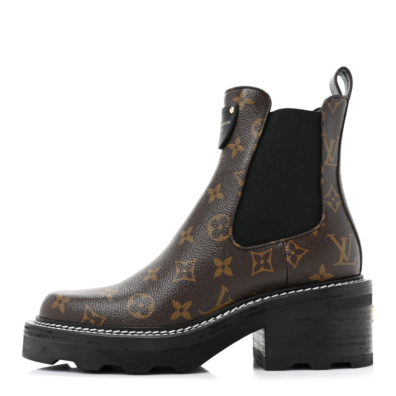 Louis Vuitton Patent Monogram LV Beaubourg Ankle Boots 37.5 Black 1 of 13