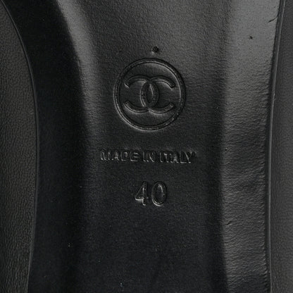 Chanel Lambskin Patent Cap Toe CC Ballerina Flats 40 Black 8 of 12