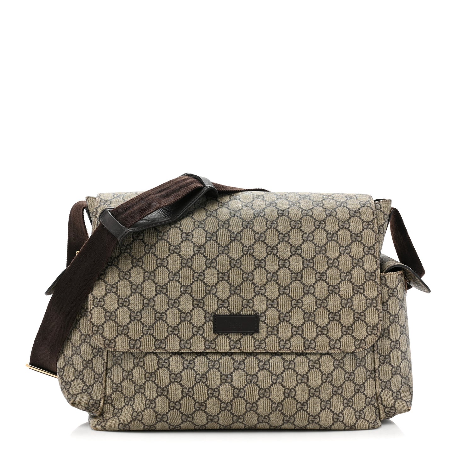 GG Plus Monogram Messenger Diaper Bag Dark Brown