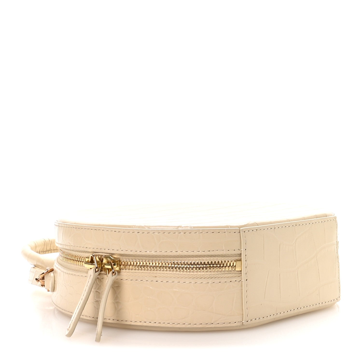 Mansur Gavriel Calfskin Crocodile Embossed Circle Crossbody Bag Dune 4 of 9