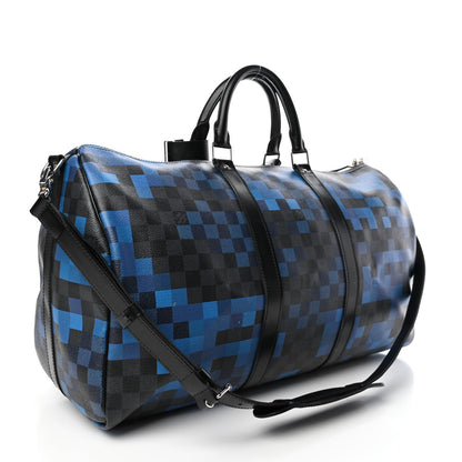 Louis Vuitton Damier Graphite Pixel Keepall Bandouliere 50 Blue 2 of 6