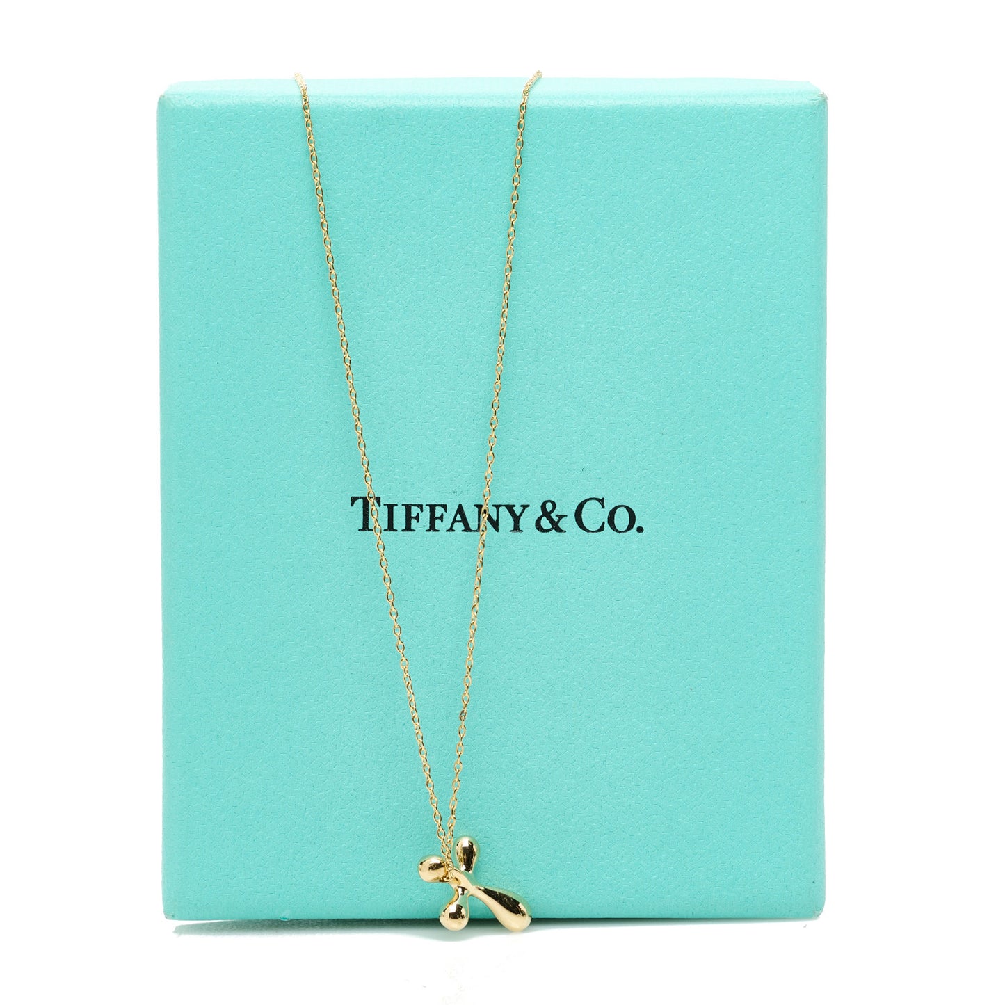 18K Yellow Gold 12mm Elsa Peretti Cross Pendant Necklace