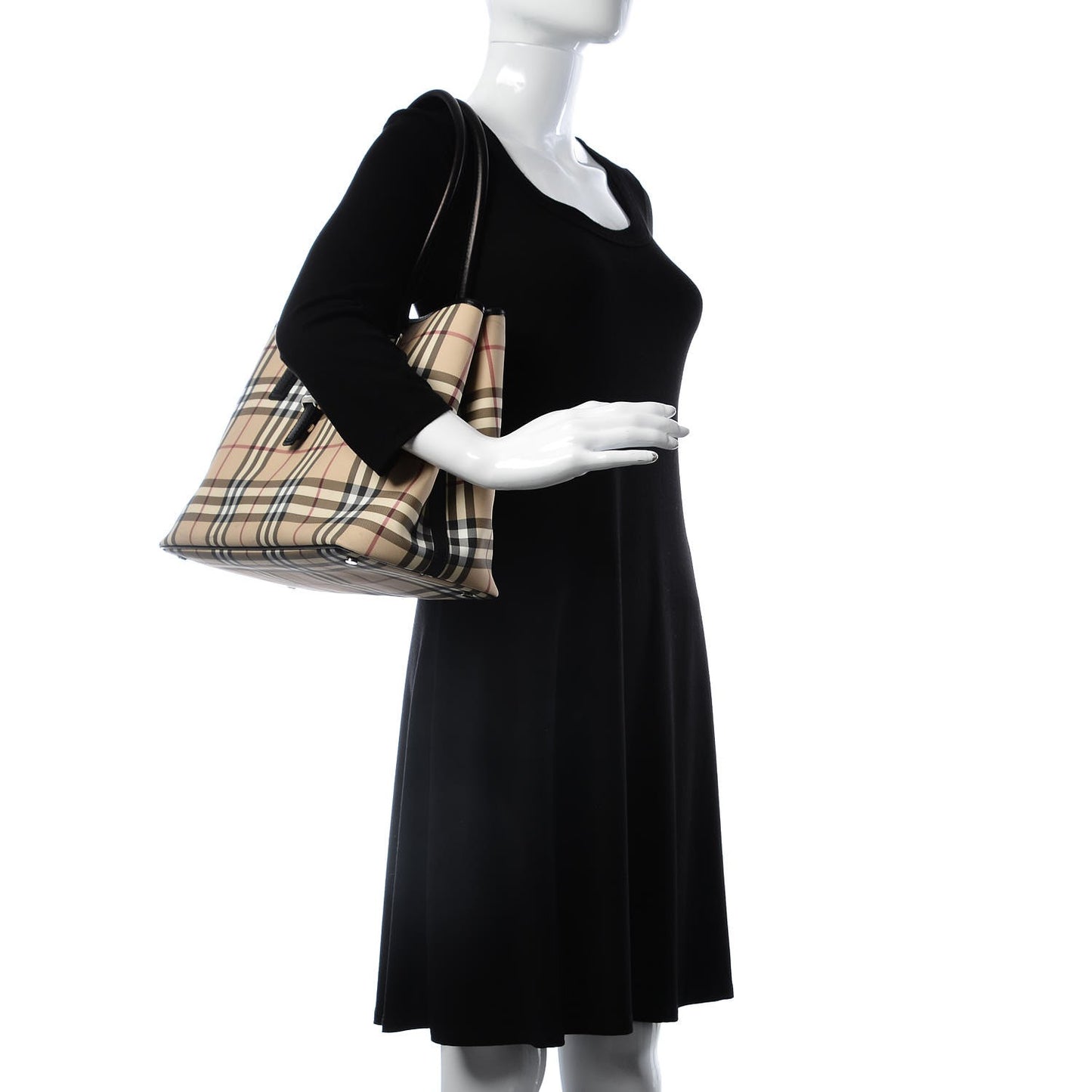 House Check Buckle Tote Black