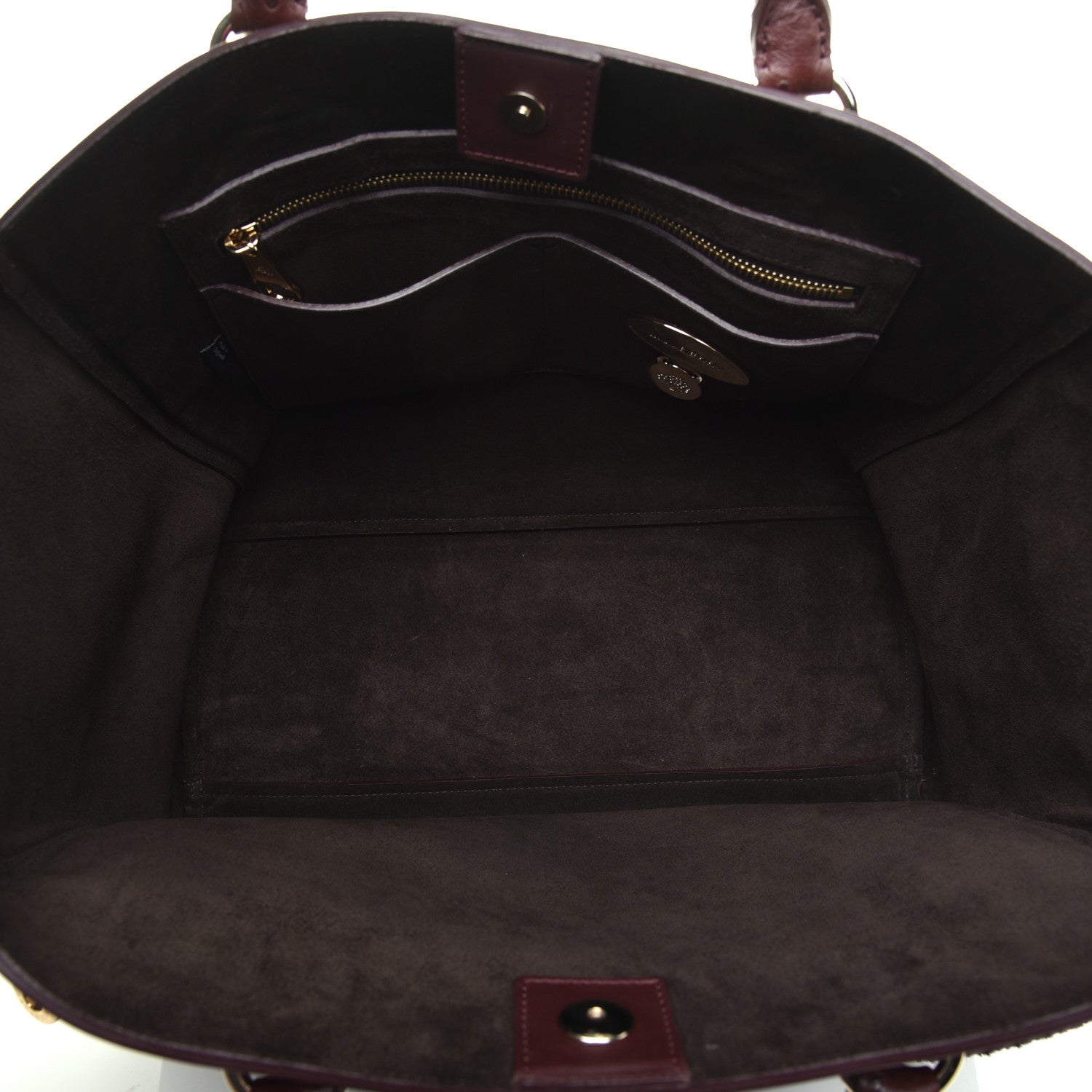Mulberry Silky Calf Ostrich Pony Hair Willow Tote Oxblood 5 of 9
