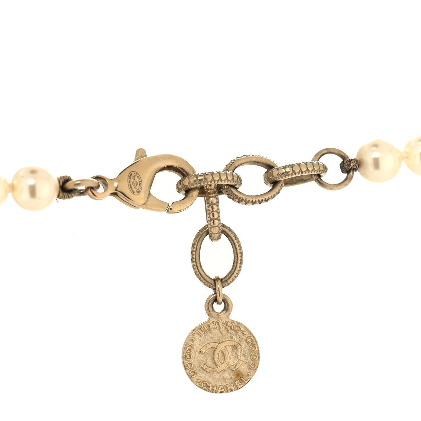 Pearl CC 100th Anniversary Necklace Light Gold