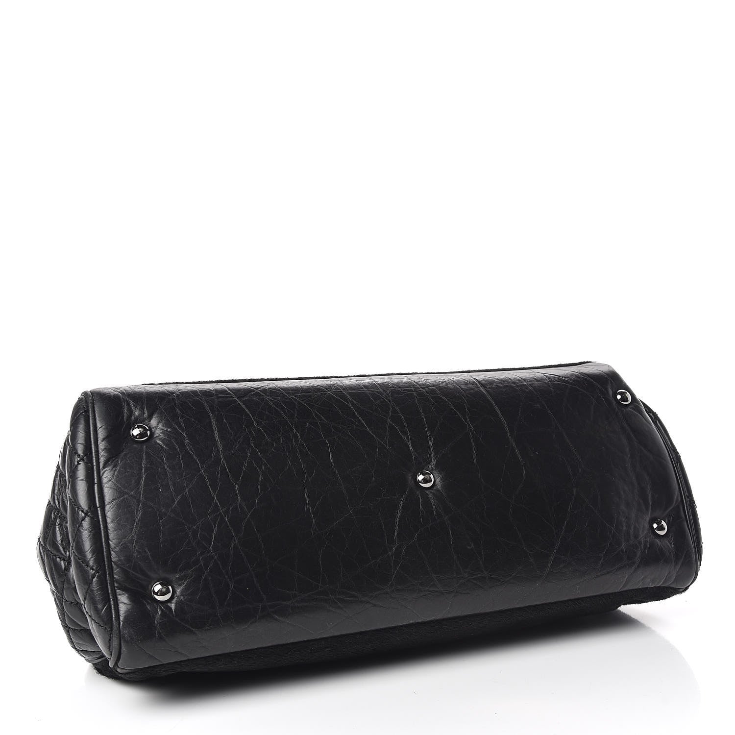 Chanel Aged Calfskin Pony Hair Quilted Miss Pony Bowler Black 4 of 9