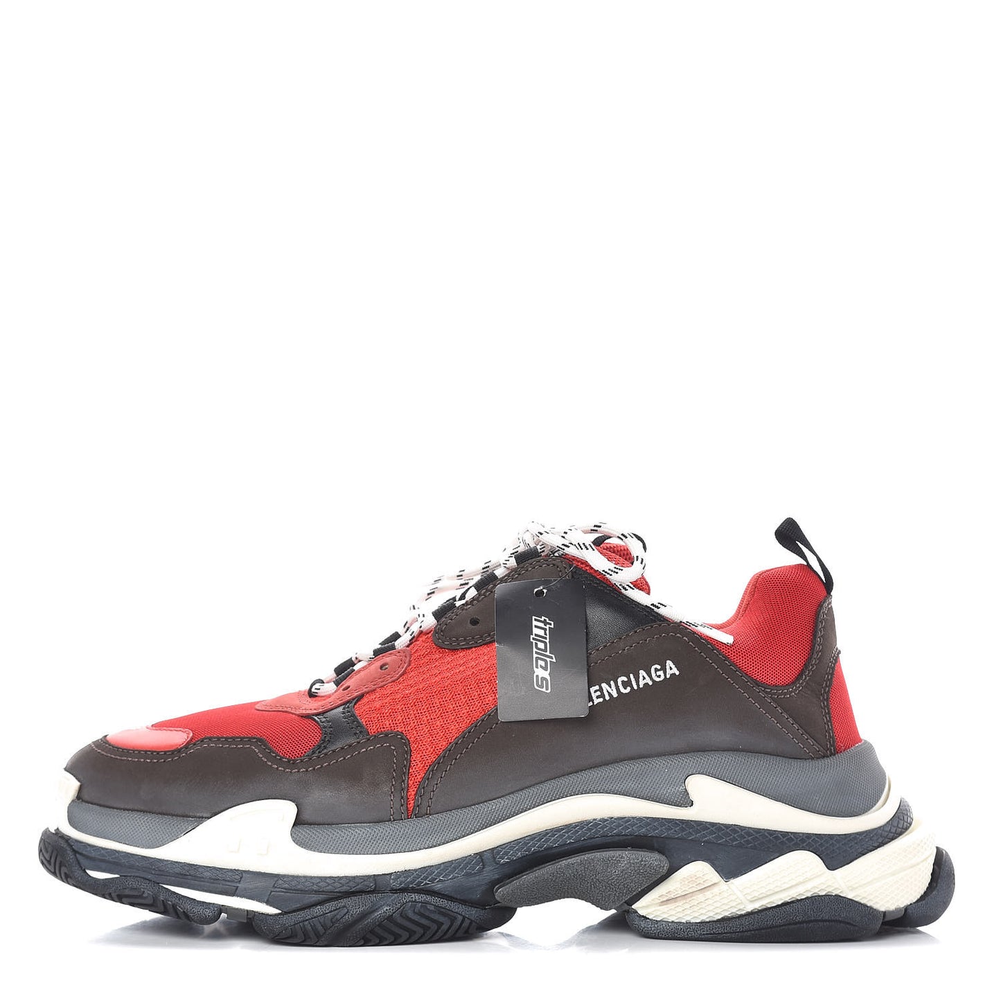 Fabric Mesh Mens Triple S Sneakers 47 Rouge Black