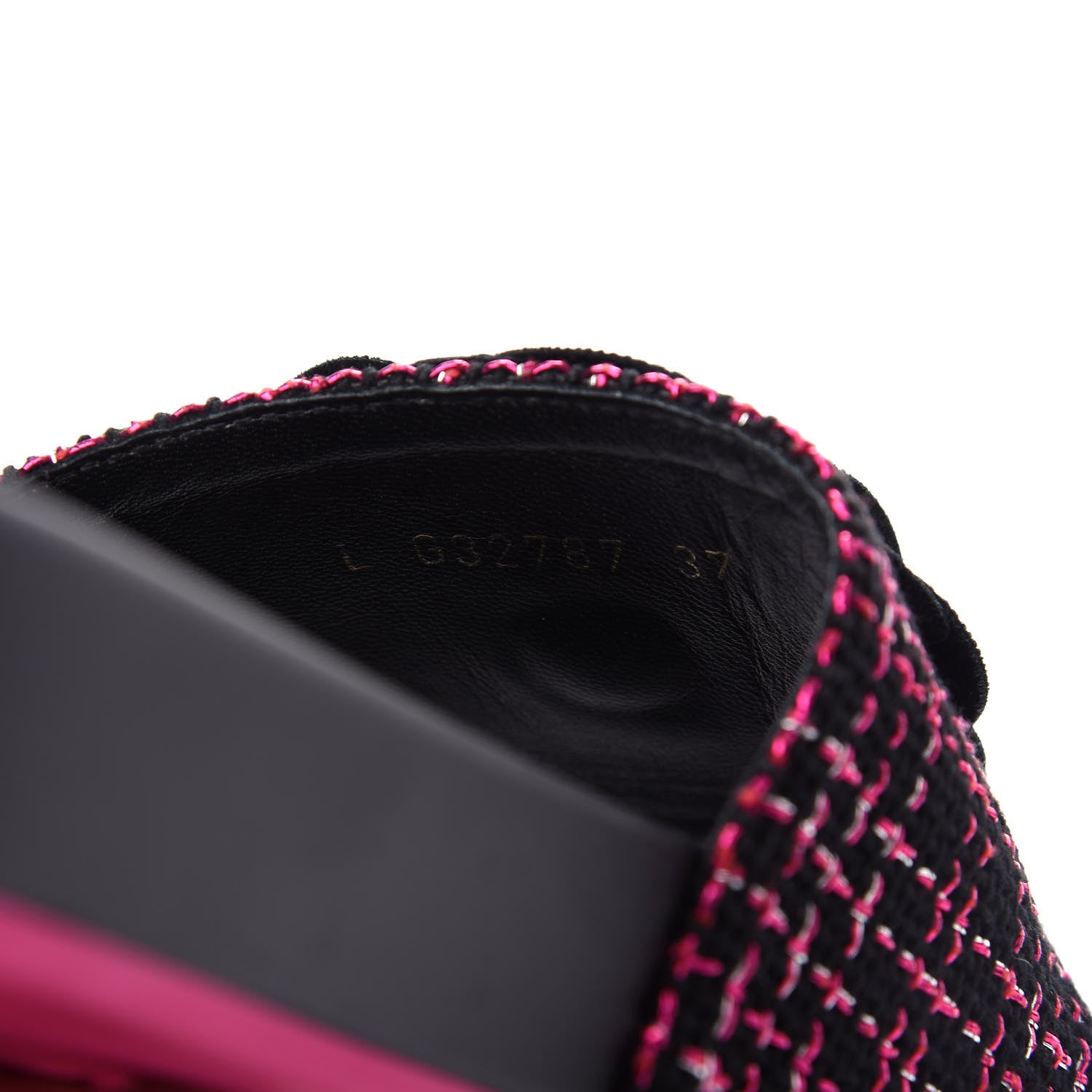 Chanel Tweed Grosgrain Camellia CC Flat Mules 37 Black Pink 10 of 11