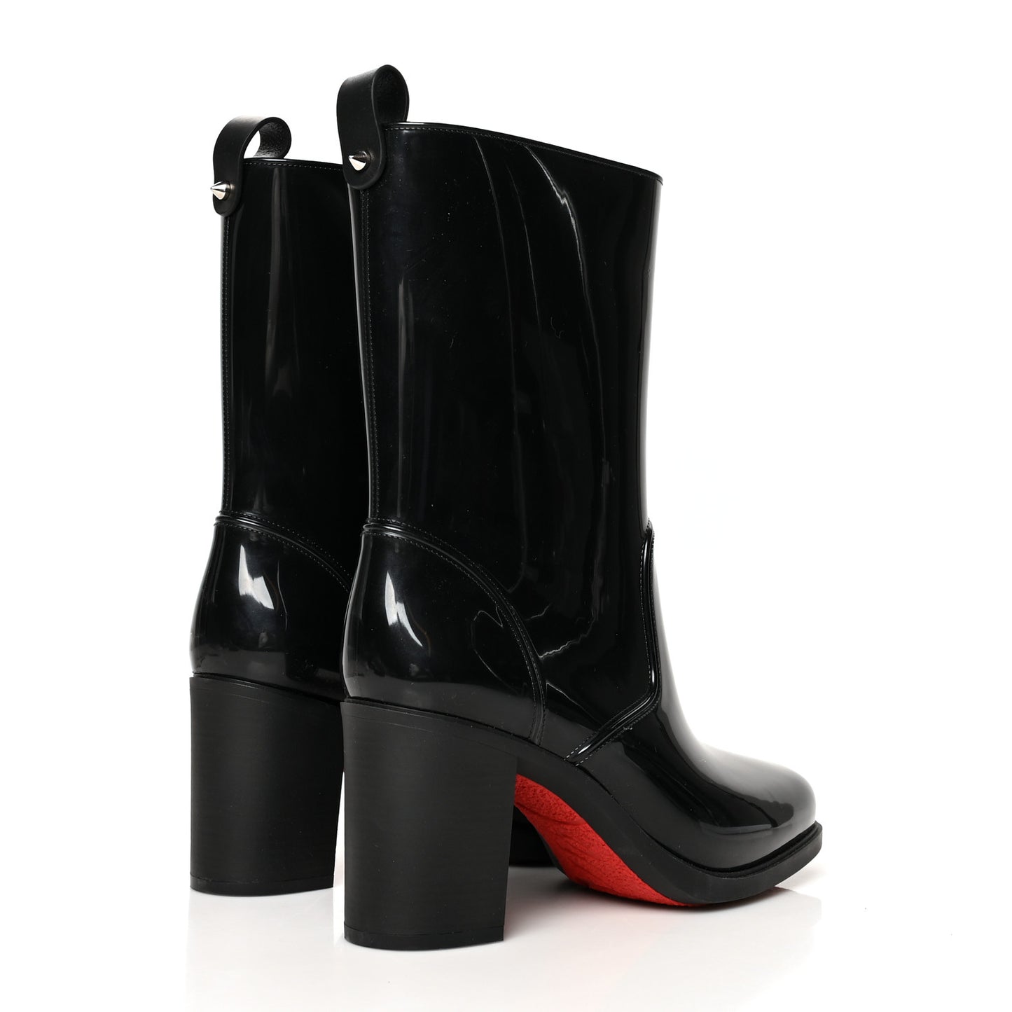 Recycled PVC Calfskin Loubirain 70 Boots 40 Black