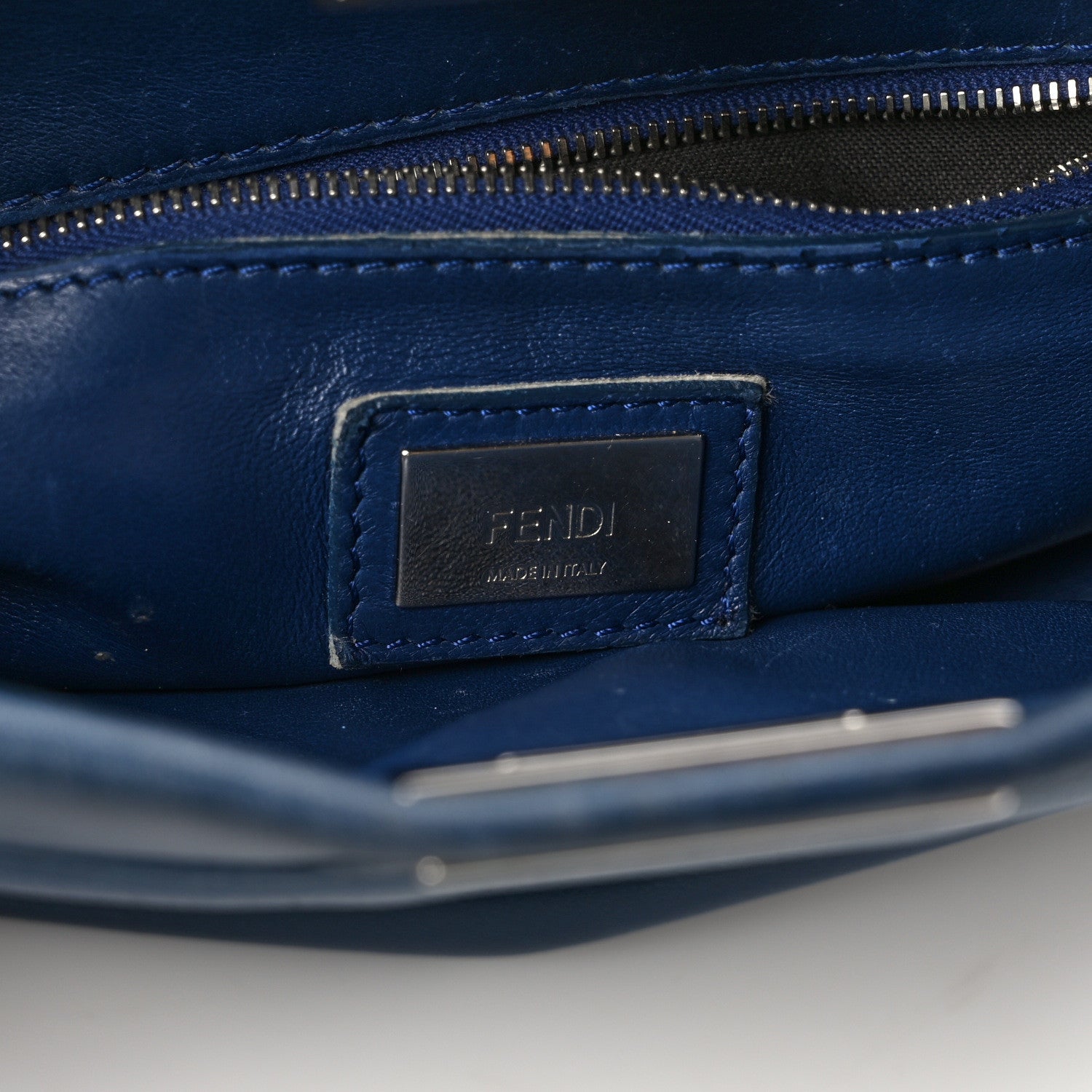 Fendi Nappa Mini Peekaboo Iconic Satchel Dark Blue Dark Blue 6 of 12