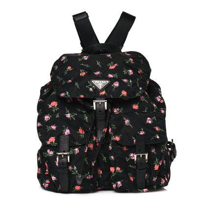 Prada Tessuto Nylon Saffiano Stampata Backpack Black Dis Rose 1 of 11
