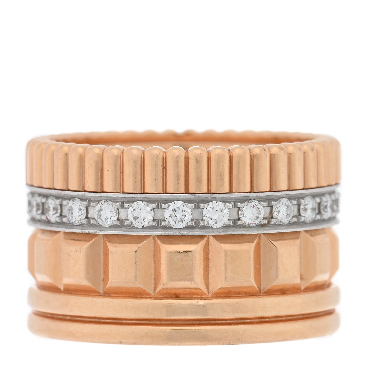 Boucheron 18K Rose White Gold Diamond Quatre Radiant Edition Ring  53 6.5 1 of 4