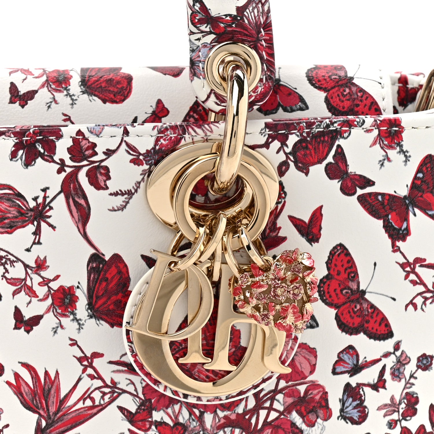 Christian Dior Calfskin Bead Embroidered Ramage Butterfly Lady D-Joy White 7 of 9