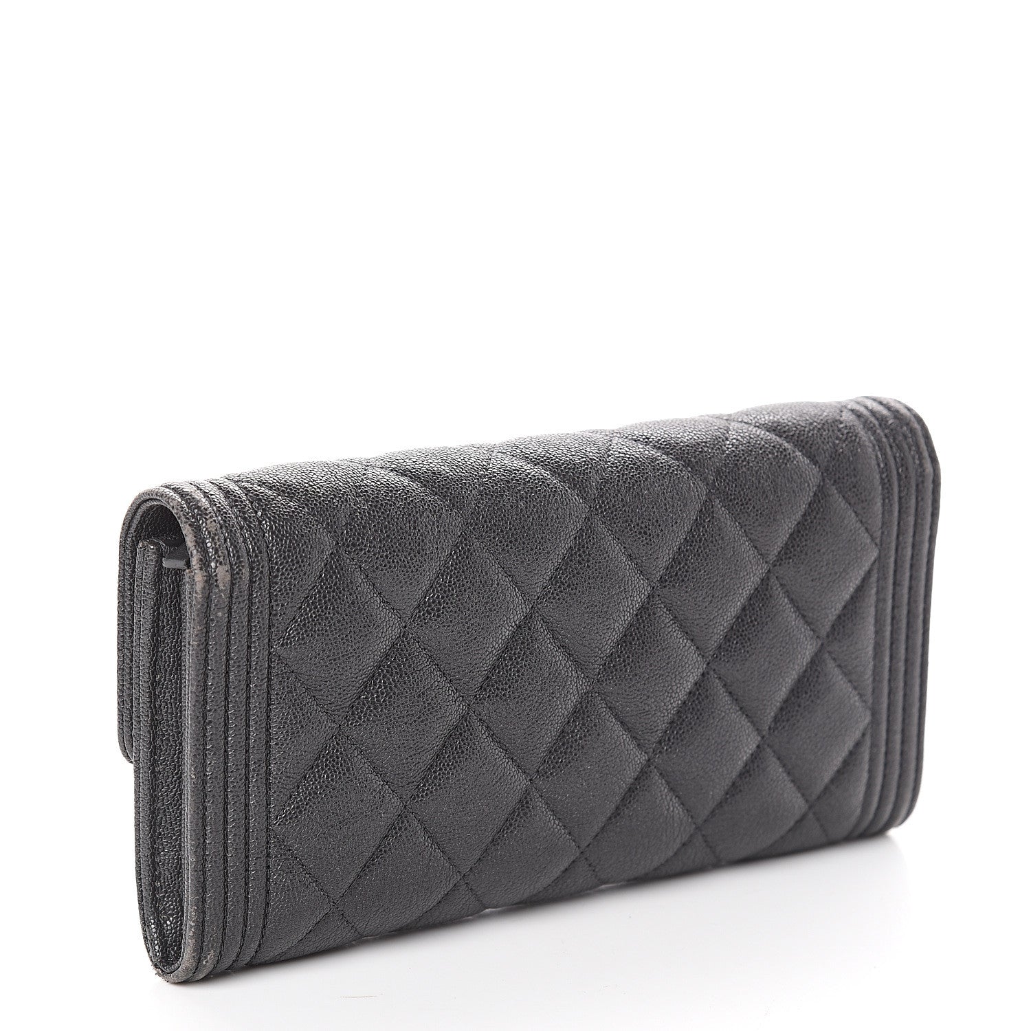 Chanel Metallic Caviar Quilted Boy Flap Wallet Black 2 of 7