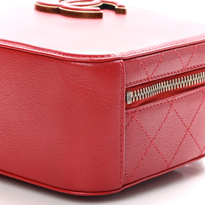 Chanel Shiny Calfskin Goatskin Quilted Small Coco Curve Vanity Red 10 of 10