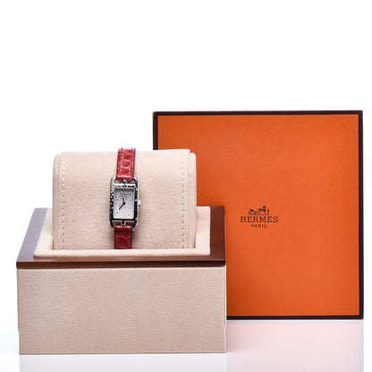 Hermes Stainless Steel Alligator Diamond 17mm Nantucket Jete De Diamants Quartz Watch Braise 9 of 9